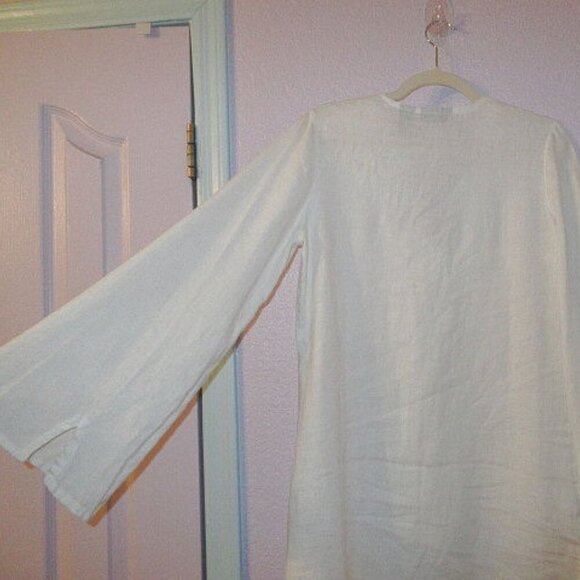 Express Women's 100% Linen Top Size S Embroidered Flared Sleeve Oversized Tunic - Picture 10 of 12
